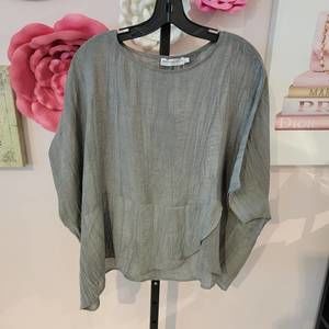 NEW PATRIZIA LUCA oversized linen blend top in grey